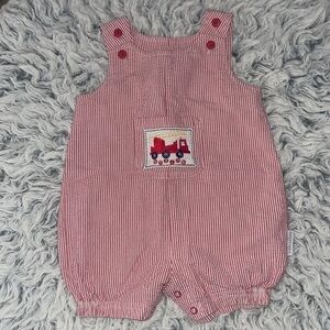 Vintage 90s 80s Rare Unique Mufflings Firetruck Button Romper Boy Outfit